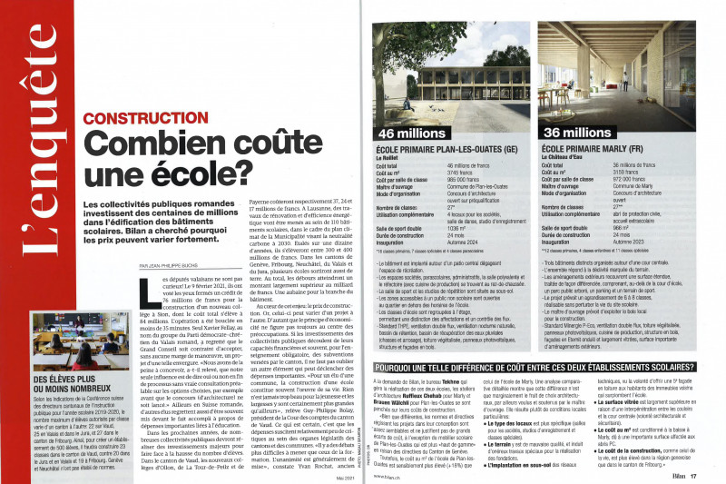 Publication du projet de centre scolaire Château-d'Eau à Marly